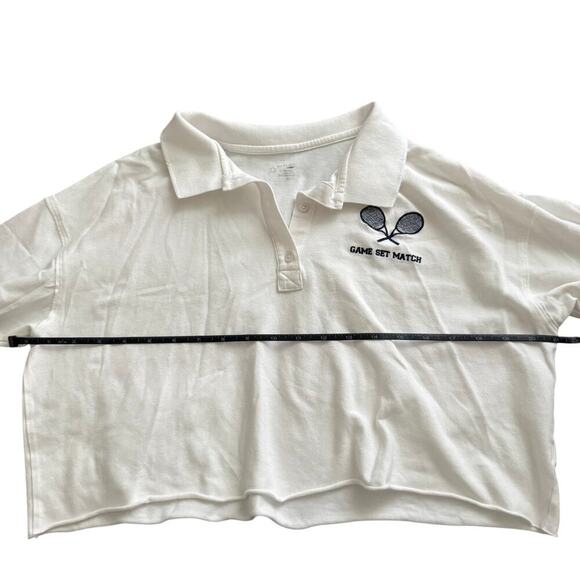 Offline by Aerie Cropped Polo Tee XS Tenniscore Sporty Y2K Women Preppy Top - Picture 1 of 8